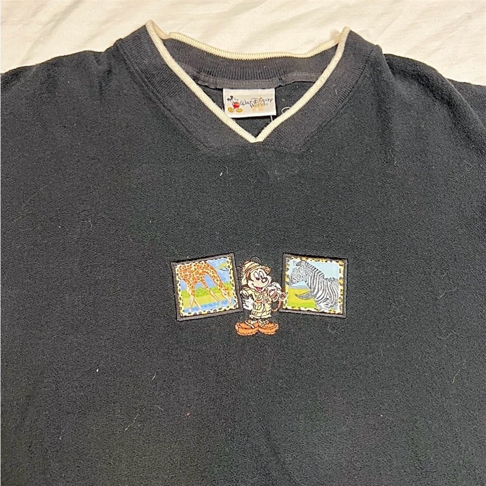 Disney Animal Kingdom Safari Mickey Mouse Tee Large USA Made Embroidered Vintage - Picture 3 of 8